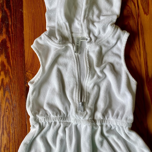 JANIE AND JACK Girls Hooded Terry Swim Cover-Up in White - Size 5 - NEW - Picture 4 of 8